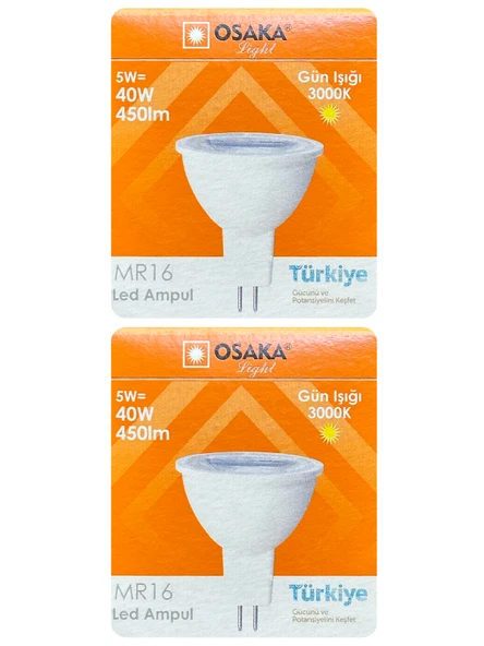 (2 Adet) Osaka 5W (40W) Sarı Işık (3000K) GU5.3 Duylu (İğne Bacak) Led Çanak Ampul ürün görseli 1
