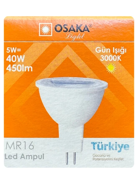(1 Adet) Osaka 5W (40W) Sarı Işık (3000K) GU5.3 Duylu (İğne Bacak) Led Çanak Ampul ürün görseli 1