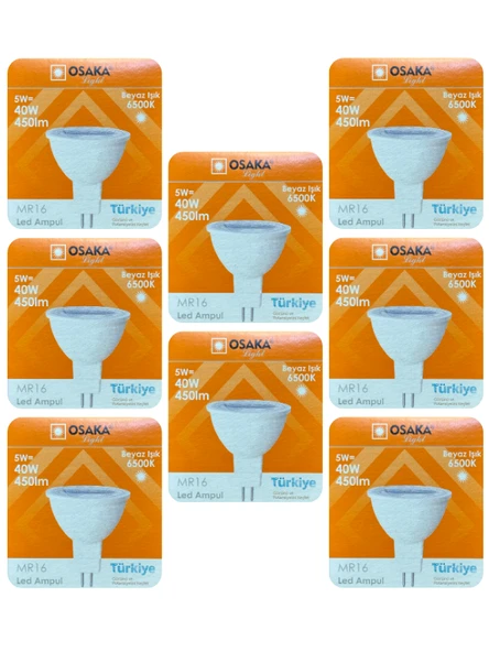 (8 Adet) Osaka 5W (40W) Beyaz Işık (6500K) G4 Duylu (İğne Bacak) Led Çanak Ampul ürün görseli 1