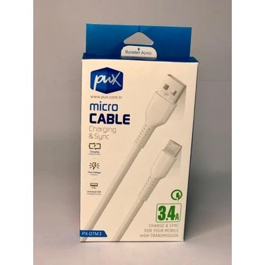 PUX PX-DTM3 3.4A MİCRO USB DATA ŞARJ KABLOSU ürün görseli 1