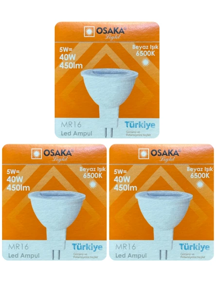 (3 Adet) Osaka 5W (40W) Beyaz Işık (6500K) G4 Duylu (İğne Bacak) Led Çanak Ampul ürün görseli 1