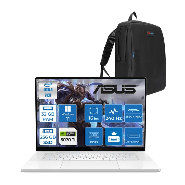 Asus Rog Zephyrus G16 GU605CR Intel Core Ultra 9 285H Aı 32GB 256GB SSD RTX5070TI-12GB 120W WIN11HOME 16" OLED 2.5k 240Hz 0.2ms 550 Nits Wqxga (2560 x 1600) Taşınabilir WQR204106+ZETTAÇANTA ürün görseli 1