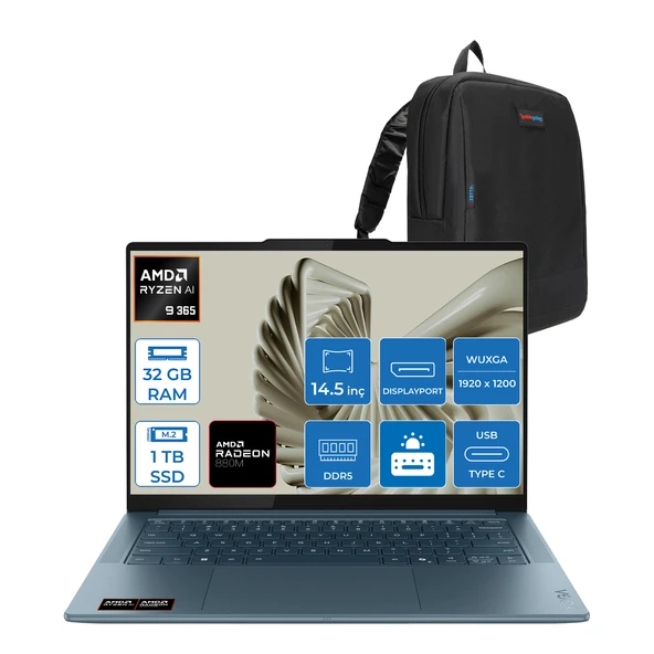 Lenovo Yoga Pro 7 14ASP10  Amd Ryzen Aı 9 365 32GB Ram 1tb SSD 14.5" 3k (2944X1840) OLED 1000NITS Freedos Taşınabilir Bilgisayar YG83LX000LTRF03+ZETTAÇANTA ürün görseli 1