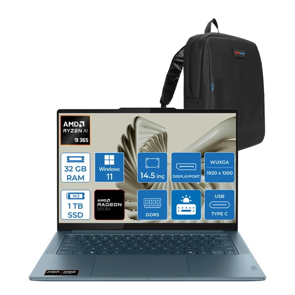 Lenovo Yoga Pro 7 14ASP10  Amd Ryzen Aı 9 365 32GB Ram 1tb SSD 14.5" 3k (2944X1840) OLED 1000NITS WIN11HOME Taşınabilir Bilgisayar YG83LX000LTRH03+ZETTAÇANTA ürün görseli 1