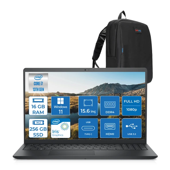 Dell Inspiron 15 3530 Intel Core I7-1355U 16GB 256GB SSD 15.6 Inç Full Hd  WIN11HOME Laptop ZI35301103H01+ZETTAÇANTA ürün görseli 1