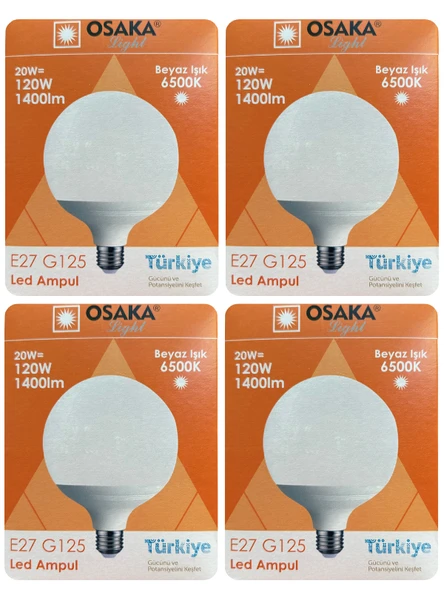 (4 Adet) 20W (120W) 6500K (Beyaz Işık) E27 Duylu (Kalın Duy) Glop Led Ampul ürün görseli 1