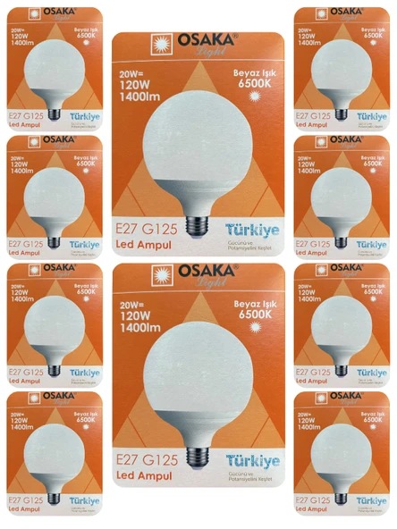 (10 Adet) 20W (120W) 6500K (Beyaz Işık) E27 Duylu (Kalın Duy) Glop Led Ampul ürün görseli 1