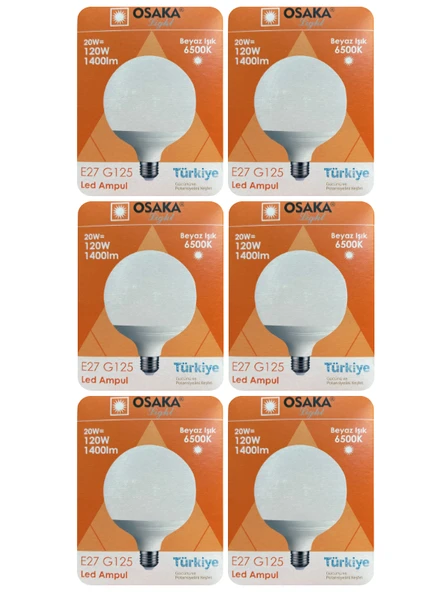 (6 Adet) 20W (120W) 6500K (Beyaz Işık) E27 Duylu (Kalın Duy) Glop Led Ampul ürün görseli 1