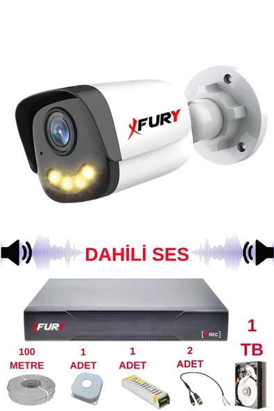 FURY 1 li Sesli Gece Renkli Görüş Güvenlik Kamerası Su Geçirmez Güvenlik Kamerası Seti 5590s 1TB ürün görseli 1
