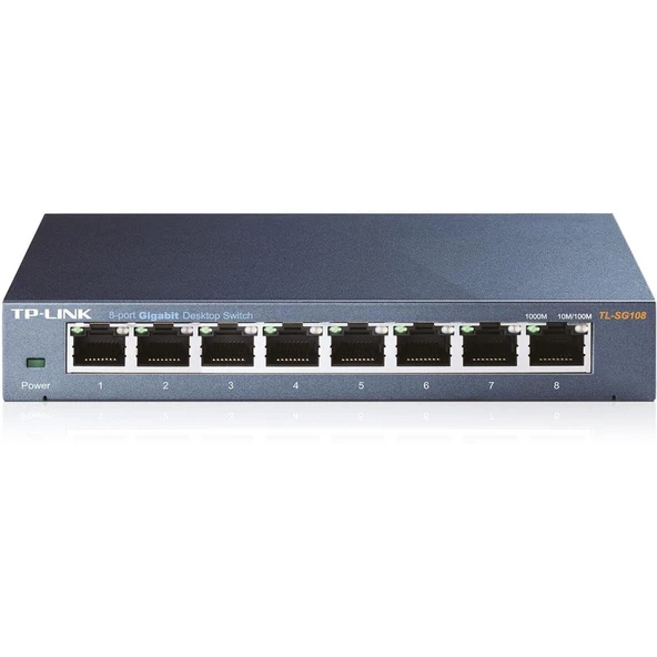 Tp-Link TL-SG108 8 Port 10-100-1000 Mbps Switch Çelik Kasa ürün görseli 1