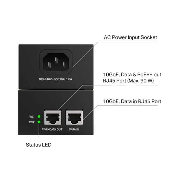 Omada Tp-Link TL-POE380S Poe++ Injektör - Resim 2
