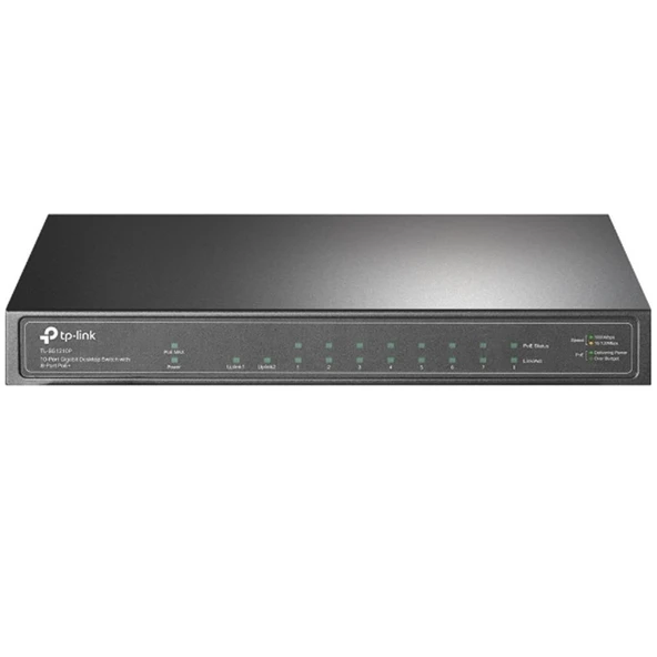 Tp-Link TL-SG1210P 8 Port 10-100-1000 Poe+ Switch 1 Port SFP Çelik Kasa Rack Mount ürün görseli 1
