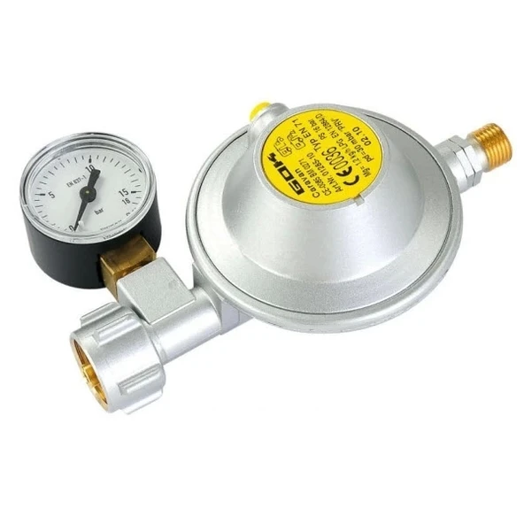 Gok Karavan/Tekne Regülatör Basicone Stg2 Düz G12-G1/4 Manometreli ürün görseli 1