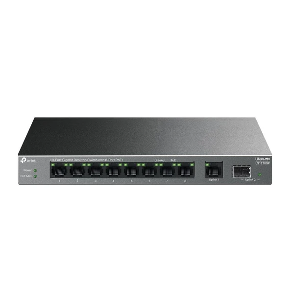 Tp-Link LS1210GP 8 Port Poe+ 10-100-1000 Mbps + 1 Port SFP Switch Metal Kasa ürün görseli 1