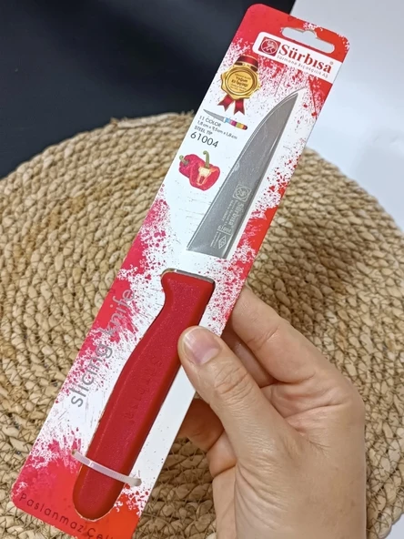Sürmene 61004 Mutfak Bıçağı (9,50 Cm) Kırmızı - Resim 3