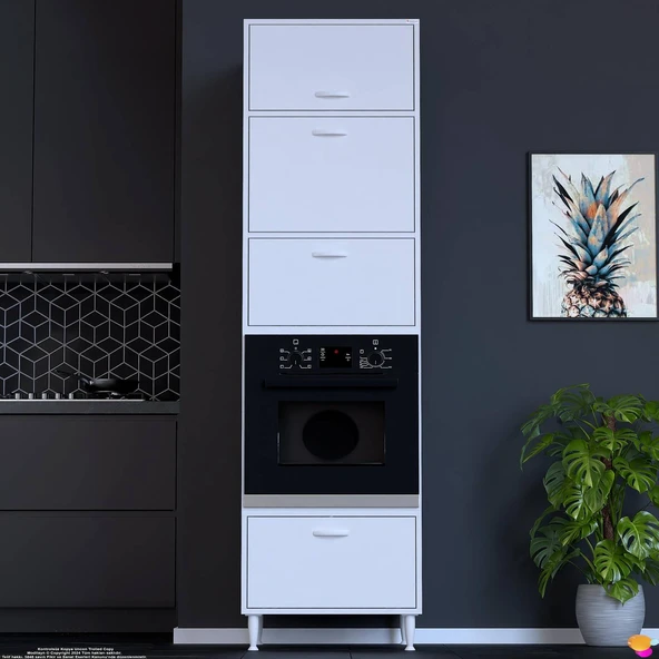 Modilayn TİLE Ankastre Fırın Dolabı (60x217x56 cm) - 4 Kapaklı, Ekmeklikli Kiler Mutfak Dolabı ürün görseli 1