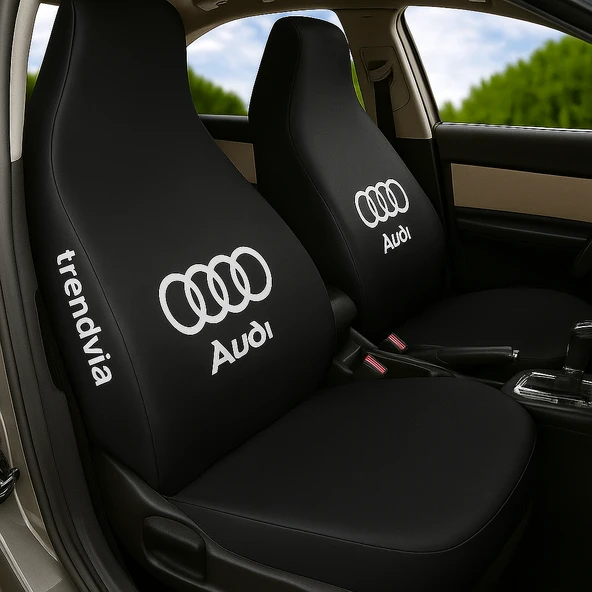 Audi İçin Siyah Ön ve Arka Oto Servis Koltuk Kılıfı Penye Kumaş Koltuk Seti ürün görseli 1