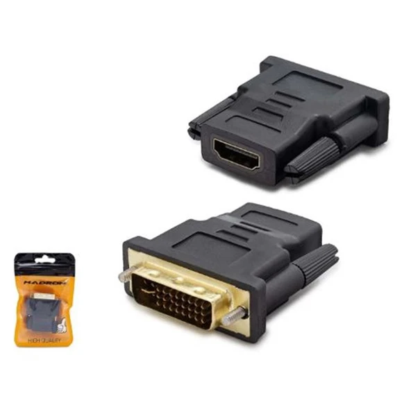 HADRON HDX1260 DVI (M) TO HDMI (F) ADAPTÖR 24+5 SİYAH ürün görseli 1