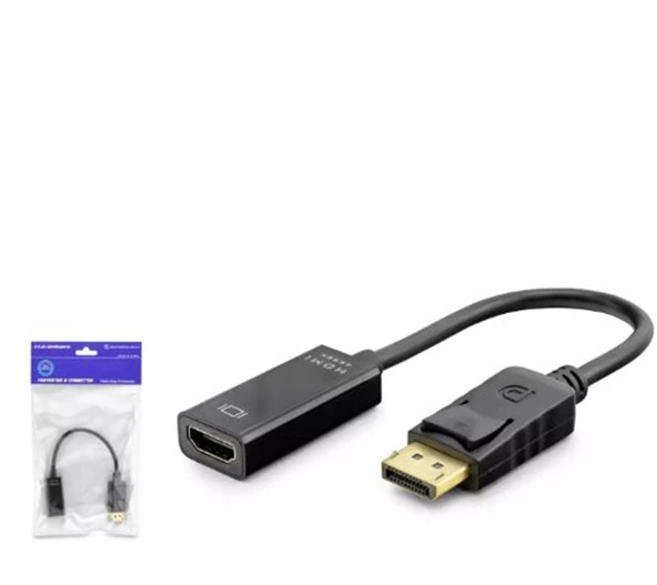 HADRON HDX7823 DISPLAY (M) TO HDMI (F) ADAPTÖR 4K 30HZ SİYAH ürün görseli 1