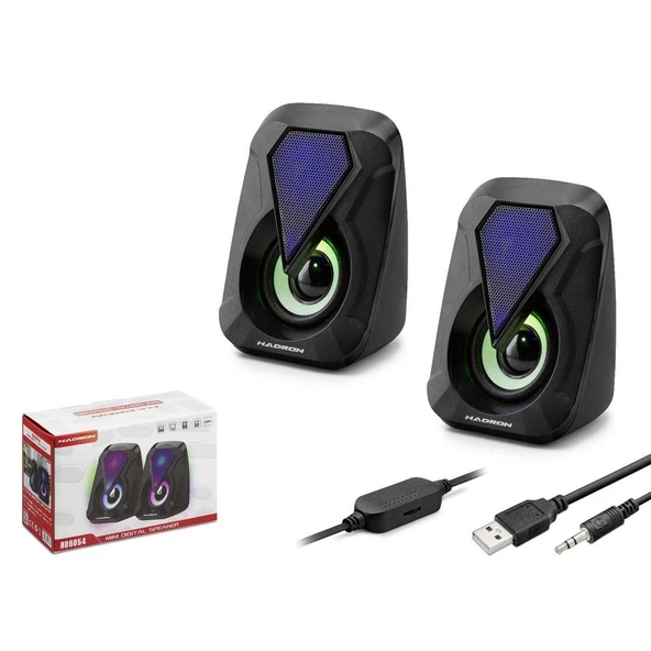 Hadron HD6054 Bilgisayar Speaker  1.1 LEDLİ SİYAH ürün görseli 1