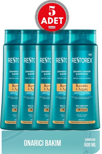Restorex Keratin & Argan Şampuan 500 Ml x 5 Adet ürün görseli 1