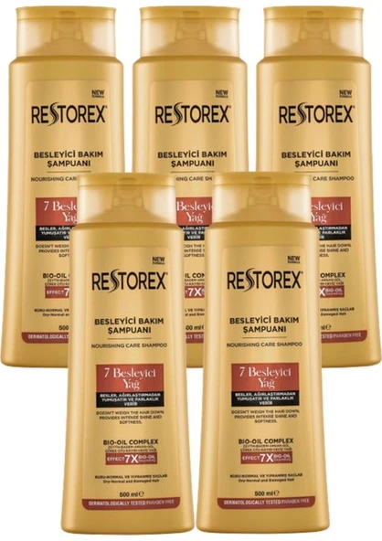 Restorex Bakım Şampuanı 7 Besleyici Yağ 500 ml x 5 Adet ürün görseli 1