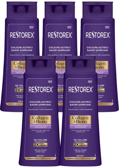 Restorex Collagen&biotin Dolgunlaştırıcı Şampuan 500 ml x 5 Adet ürün görseli 1