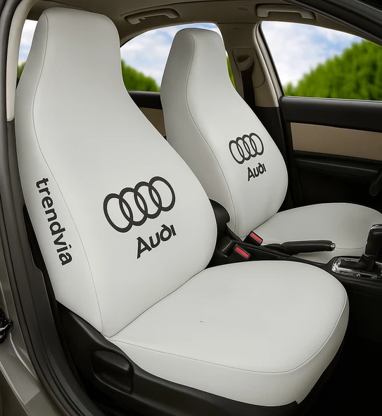 Audi İçin Beyaz Ön ve Arka Oto Servis Koltuk Kılıfı Penye Kumaş Koltuk Seti ürün görseli 1