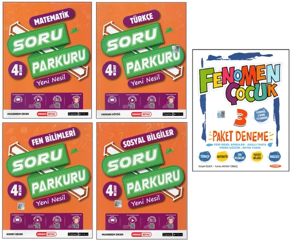 KIRMIZI BEYAZ 4. SINIF SORU PARKURU+FENOMEN PAKET DENEME (5 KİTAP) ürün görseli 1