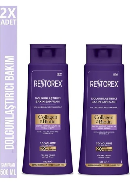 Restorex Collagen&biotin Dolgunlaştırıcı Şampuan 500 ml x 2 Adet ürün görseli 1
