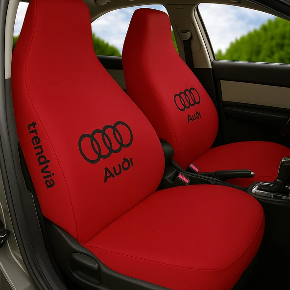 Audi İçin Kırmızı Ön ve Arka Oto Servis Koltuk Kılıfı Penye Kumaş Koltuk Seti ürün görseli 1