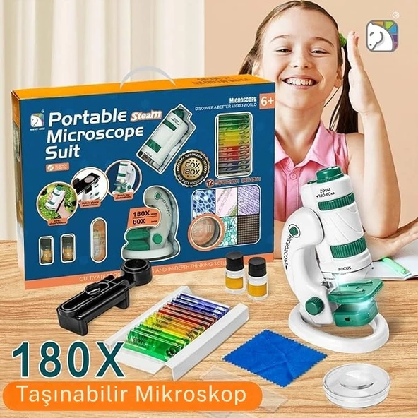 Monozone Çocuk Bilim Deney Cep Mikroskop seti 60-180x Eğitici Mini El Mikroskop Işıklı Mobil Uyumlu ürün görseli 1