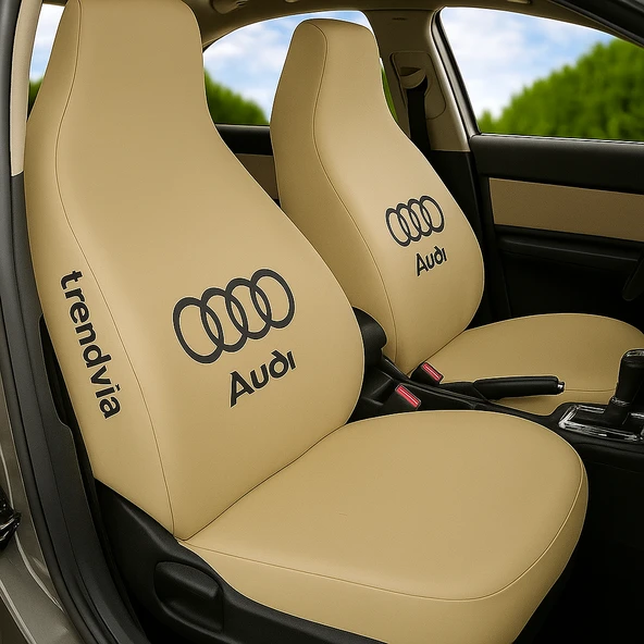 Audi İçin Bej Ön ve Arka Oto Servis Koltuk Kılıfı Penye Kumaş Koltuk Seti ürün görseli 1