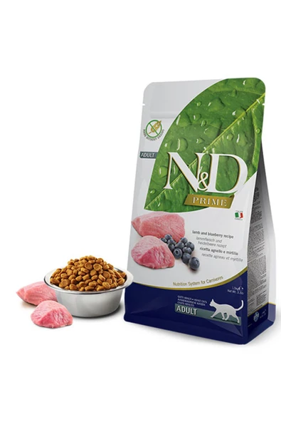 N&D Prime Kuzulu Yaban Mersinli Yetişkin Kedi Maması 1,5 Kg ürün görseli 1