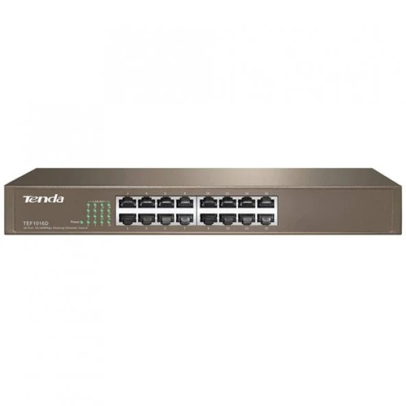 Tenda TEF1016D 16 Port 10-100 Mbps Switch Çelik Kasa Rack Mount ürün görseli 1