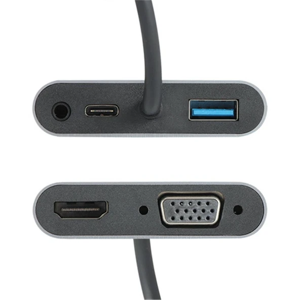 Vcom CU4511 Type-C To Hdmi+Vga+Usb 3+3.5mm Aux+ Type-C Çevirici ürün görseli 1