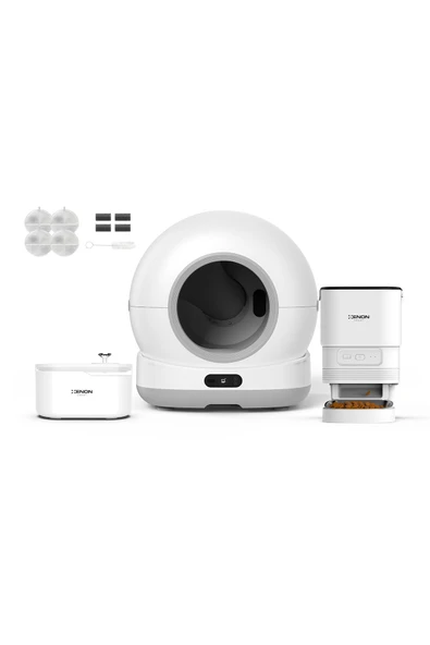 Xenon Smart Kedi Tuvaleti (Kameralı), Mama Kabı (Çelik Kase) 4L, Su Pınarı (Şeffaf) ve Yedek Filtre  4'lü Set ürün görseli 1