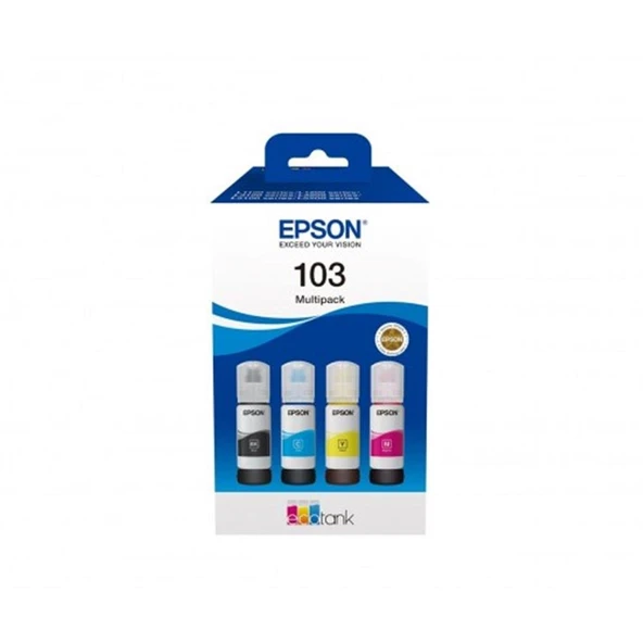 Epson 103 Cyan-Magenta-Yellow-Black Mavi-Kırmızı-Sarı-Siyah T00S6 4lü Multipack Kartuş ürün görseli 1