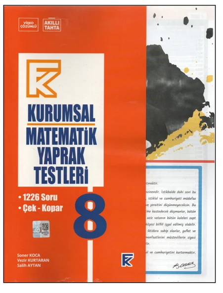 KURMAY 8.SINIF KURUMSAL MATEMATİK YAPRAK TEST ürün görseli 1