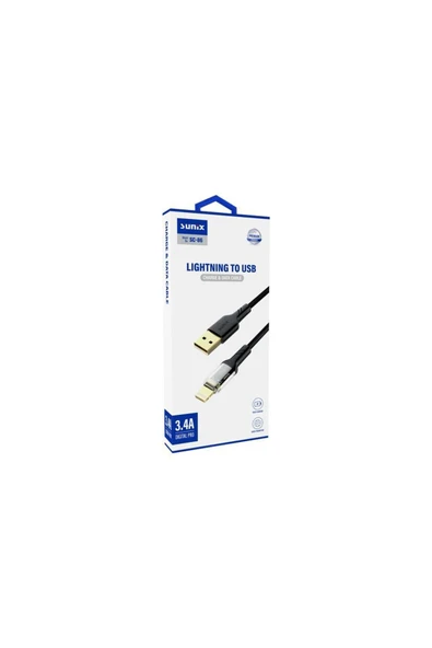 SUNİX 3.4a Lightning Şarj Ve Data Kablosu Siyah Sc-86 - Resim 2