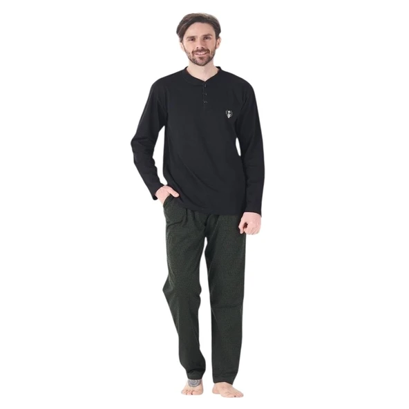 Estiva %100 Pamuk İki İplik Uzun Kol Erkek Pijama Takım ürün görseli 1