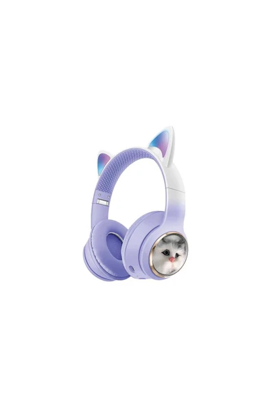 SUNİX Wireless 5.3 Stereo Kedili Kulak Üstü Bluetooth Kulaklık Mor Blt-45 ürün görseli 1