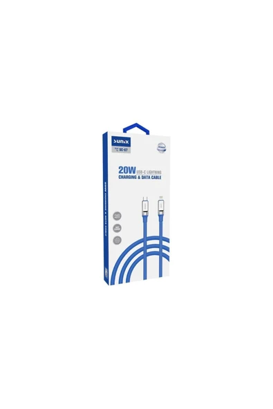 SUNİX 20w Usb-c Lightning Şarj Ve Data Kablosu Mavi Sc-67 - Resim 3