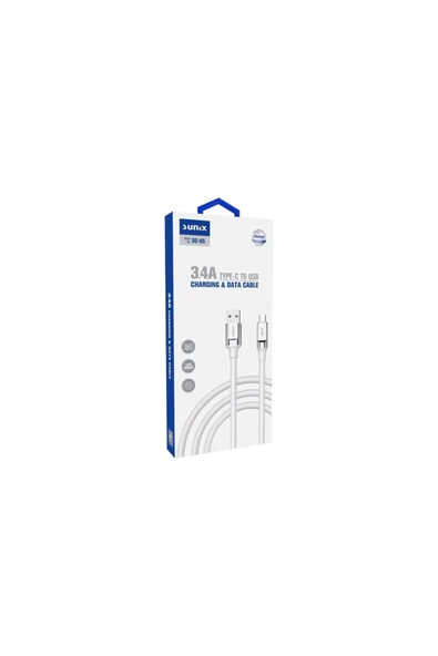 SUNİX 3.4a Type-c Şarj Ve Data Kablosu Beyaz Sc-65 - Resim 3