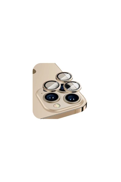 SUNİX Iphone 14 Pro / 14 Pro Max Ile Uyumlu Darbeye Dayanıklı Safir Kamera Lens Koruyucu Gold ürün görseli 1