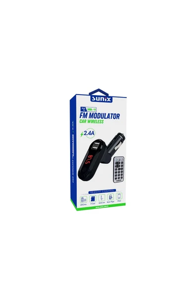 SUNİX Mdl-11 Araç Çakmaklık Fm Bluetooth Transmitter Modülatörü Kumandalı 2.1a Hızlı Şarj ürün görseli 1
