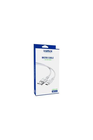 SUNİX 2a Usb / Micro Şarj Ve Data Kablosu Beyaz Mcr-10 - Resim 2