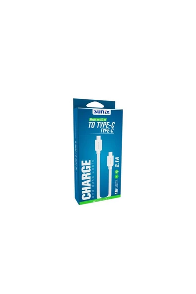 SUNİX 2.1a Type-c / Type-c Şarj Ve Data Kablosu 1m Beyaz Sc-54 - Resim 2