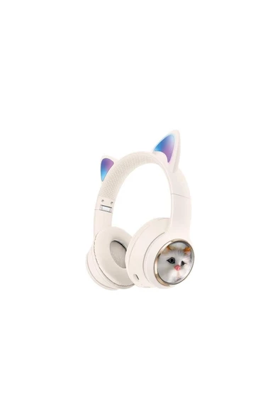SUNİX Wireless 5.3 Stereo Kedili Kulak Üstü Bluetooth Kulaklık Beyaz Blt-45 ürün görseli 1