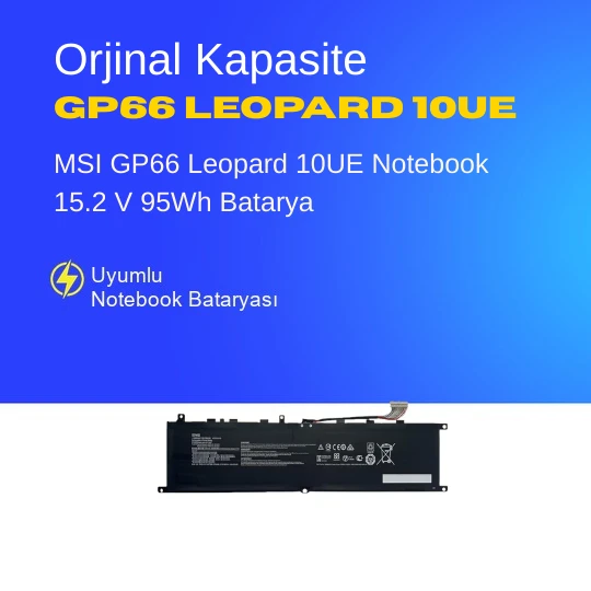 MSI GP66 Leopard 10UE Notebook 15.2 V 95Wh Batarya – Orjinal Uyumlu, Yüksek Performanslı ürün görseli 1